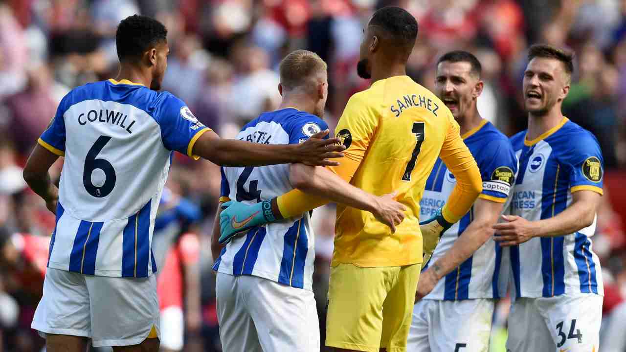 Brighton players' joy after a goal