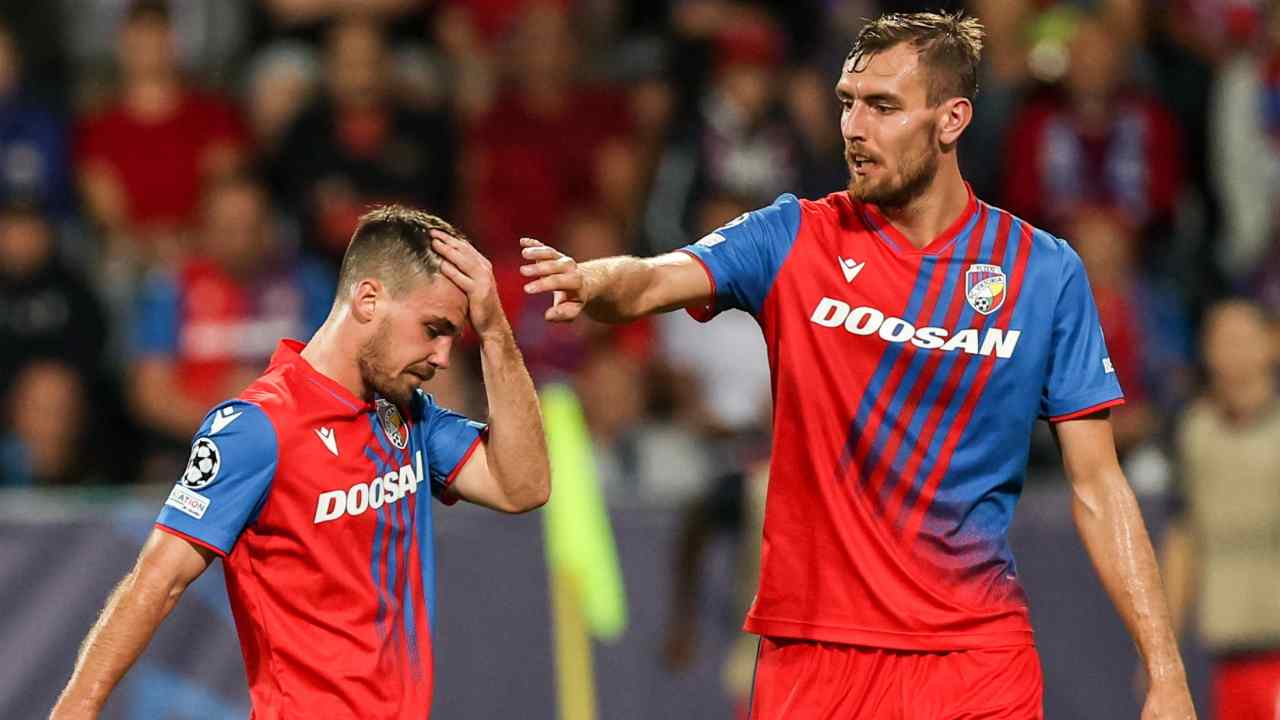 Bucha (left) after being sent off in the first leg