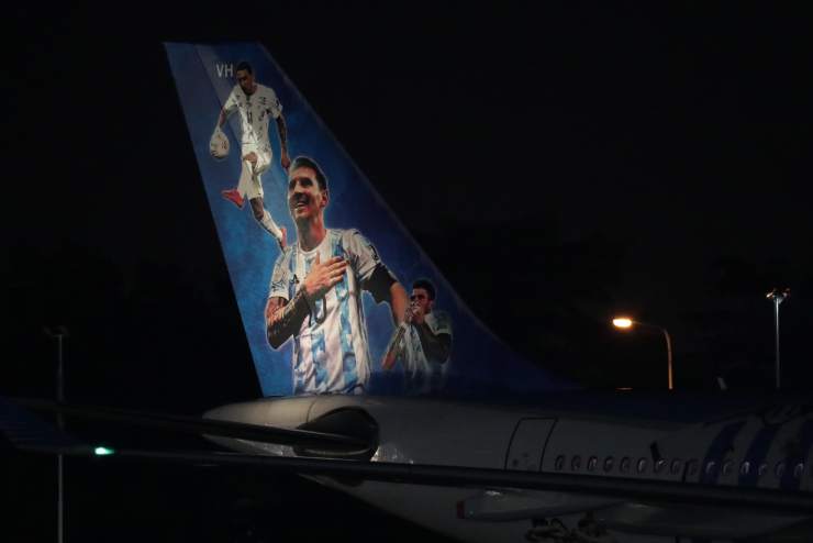 The plane that brought the players back home