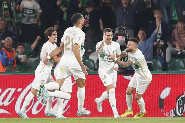 Elche players' joy after a goal