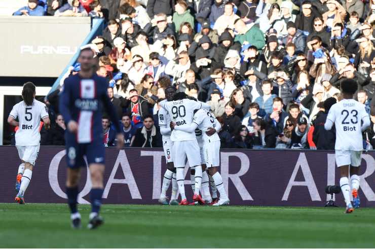 Rennes players celebrating