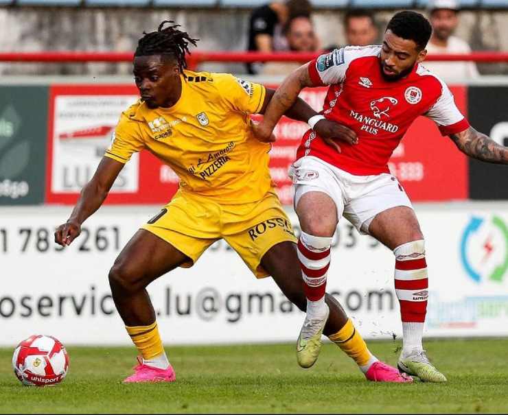 A moment in the match between Dudelange and St. Patrick's