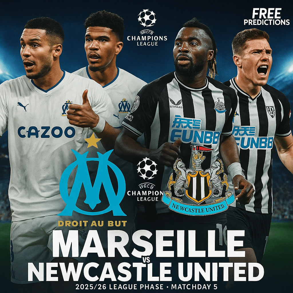 Marsella vs Newcastle United – Liga de Campeones de la UEFA 2025-26 – Fase de grupos, Jornada 5 Marsella vs Newcastle United – Liga de Campeones de la UEFA 2025-26 – Fase de grupos, Jornada 5