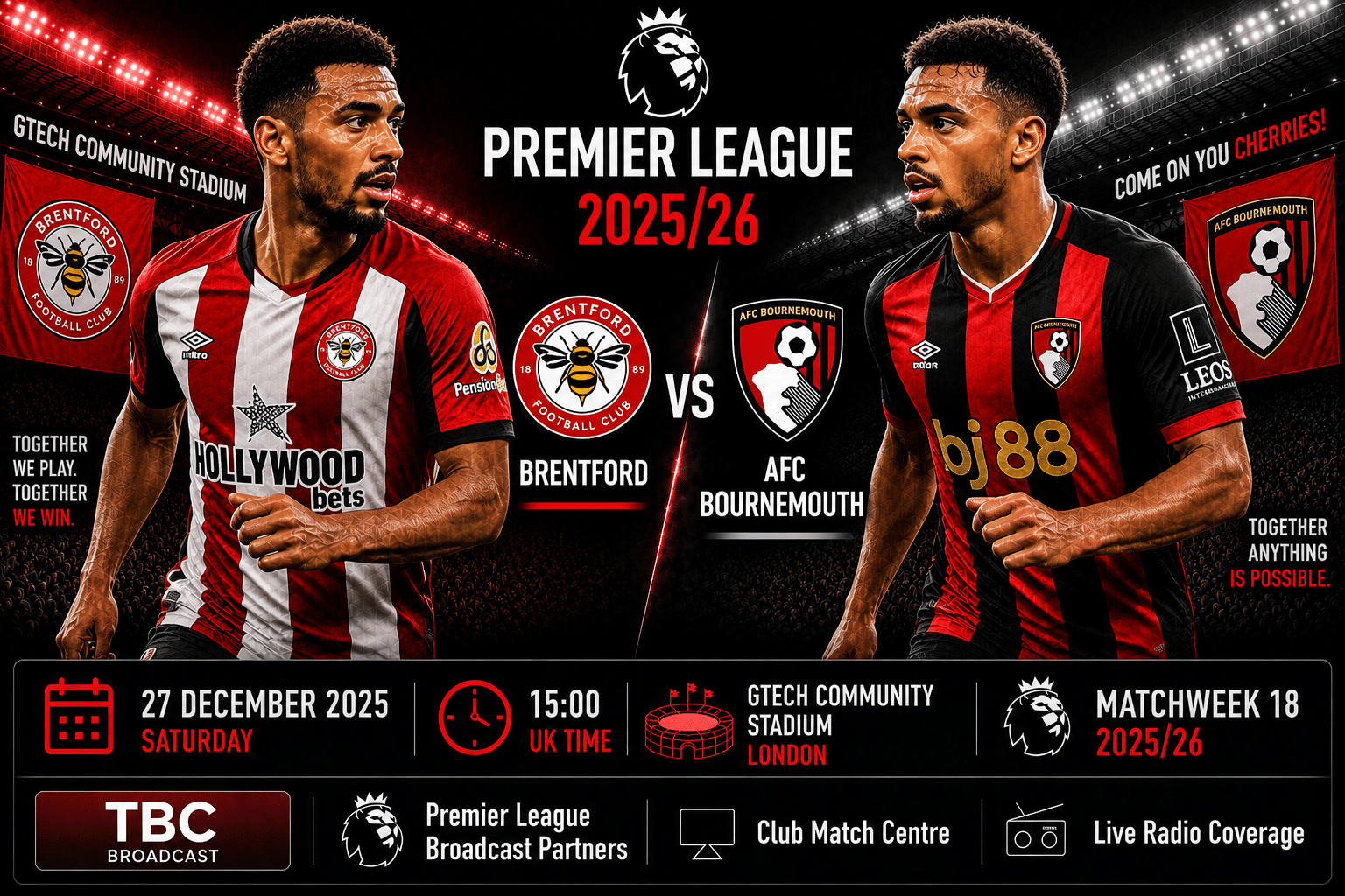 Brentford mod AFC Bournemouth – Premier League 2025/26 Brentford mod AFC Bournemouth – Premier League 2025/26