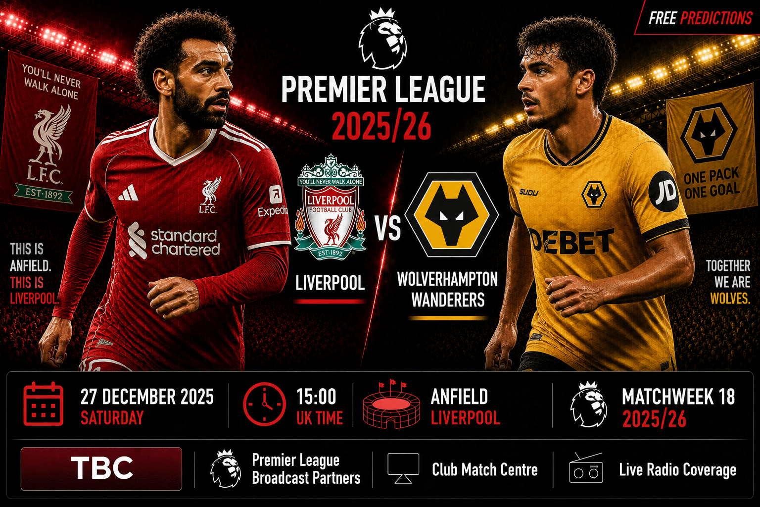 Liverpool mod Wolverhampton Wanderers – Premier League 2025/26 Liverpool mod Wolverhampton Wanderers – Premier League 2025/26