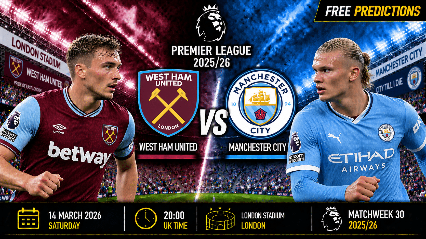 West Ham United mod Manchester City – Premier League 2025/26 West Ham United mod Manchester City – Premier League 2025/26