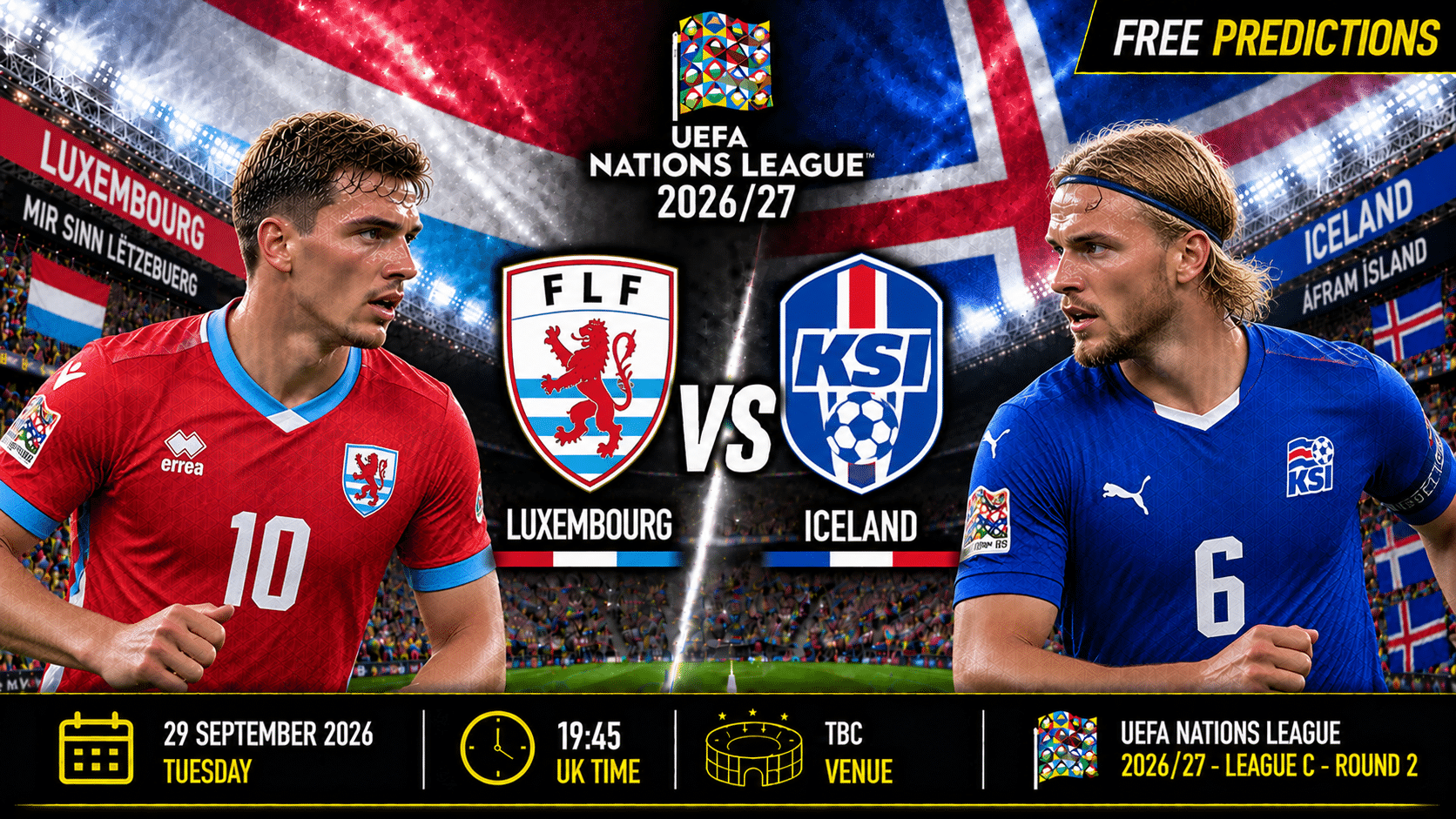 Luxemburgo contra Islandia – Liga de Naciones de la UEFA 2026/27 Luxemburgo contra Islandia – Liga de Naciones de la UEFA 2026/27