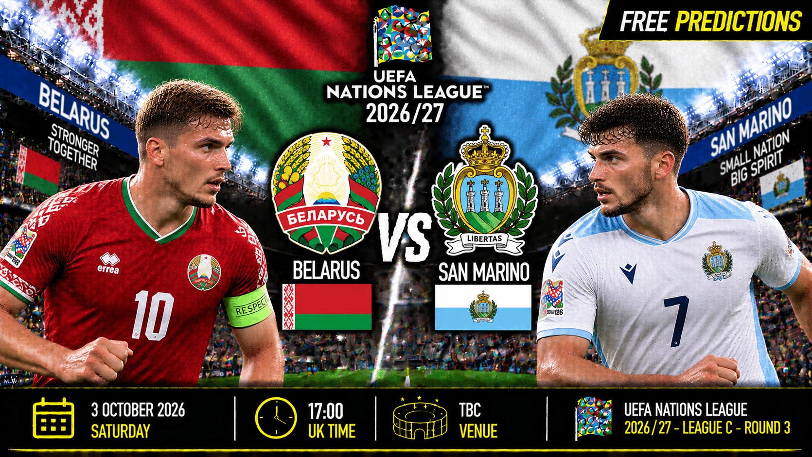 Hviderusland mod San Marino – UEFA Nations League 2026/27 Hviderusland mod San Marino – UEFA Nations League 2026/27
