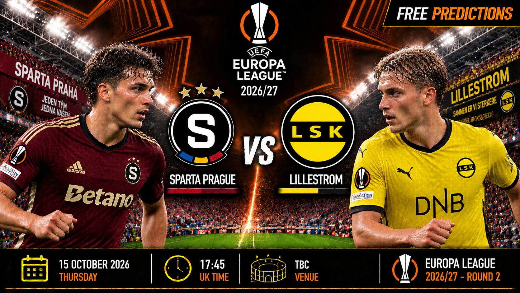 Sparta Prag mod Lillestrøm – Europa League 2026/27 Sparta Prag mod Lillestrøm – Europa League 2026/27