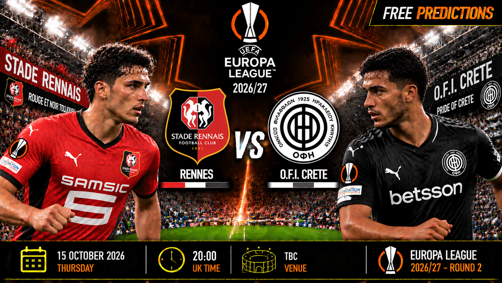 Ρεν – Ο.Φ.Ι. Κρήτης – Europa League 2026/27 Ρεν – Ο.Φ.Ι. Κρήτης – Europa League 2026/27