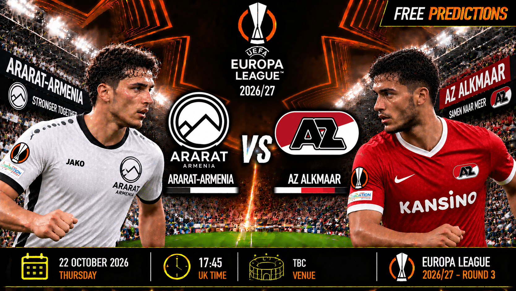 Αραράτ-Αρμενία εναντίον AZ Άλκμααρ – Europa League 2026/27 Αραράτ-Αρμενία εναντίον AZ Άλκμααρ – Europa League 2026/27