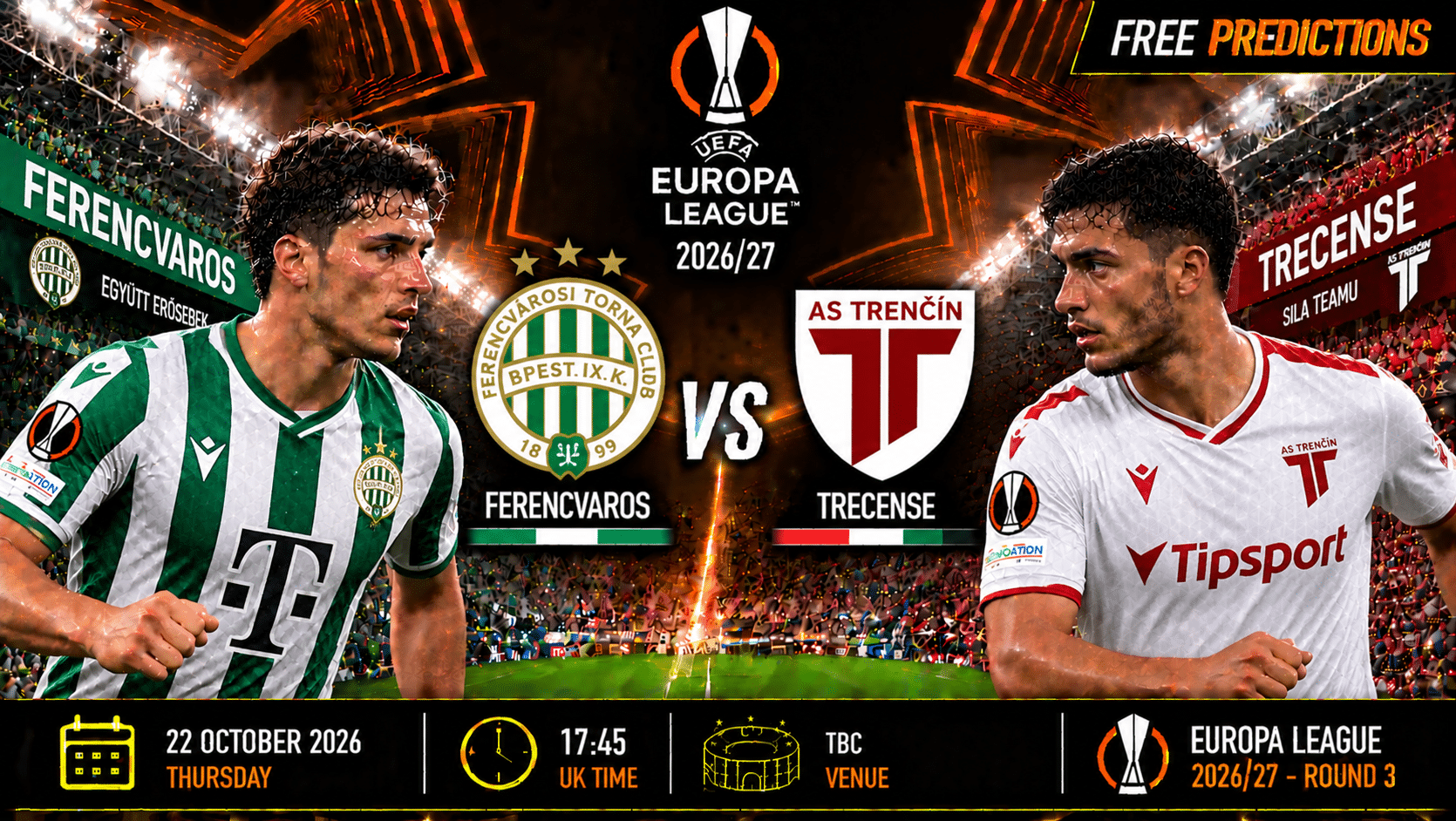Ferencváros mod Trecense – Europa League 2026/27 Ferencváros mod Trecense – Europa League 2026/27