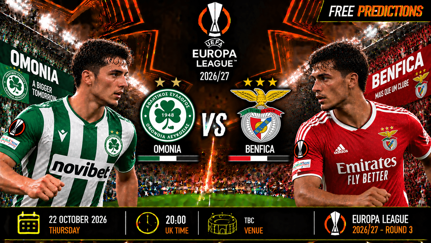 Ομόνοια – Μπενφίκα – Europa League 2026/27 Ομόνοια – Μπενφίκα – Europa League 2026/27