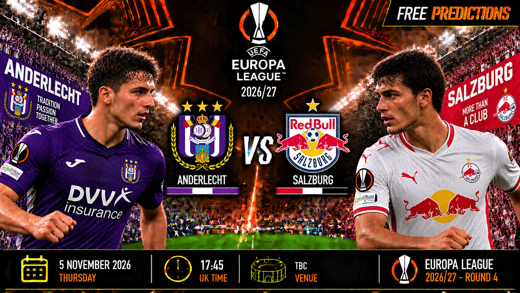 Anderlecht vs Salzburgo – Liga Europa 2026/27 Anderlecht vs Salzburgo – Liga Europa 2026/27