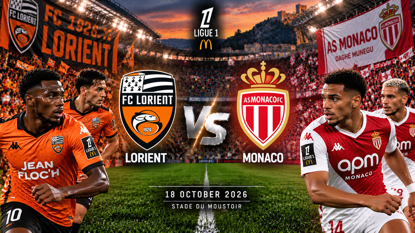 Lorient – Mónaco – Ligue 1 francesa 2026/27 Lorient – Mónaco – Ligue 1 francesa 2026/27