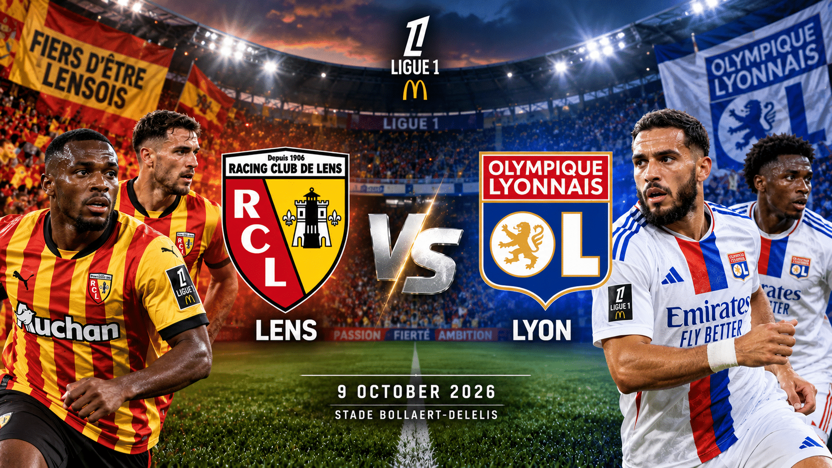 Lens mod Lyon – Den franske Ligue 1 2026/27 Lens mod Lyon – Den franske Ligue 1 2026/27