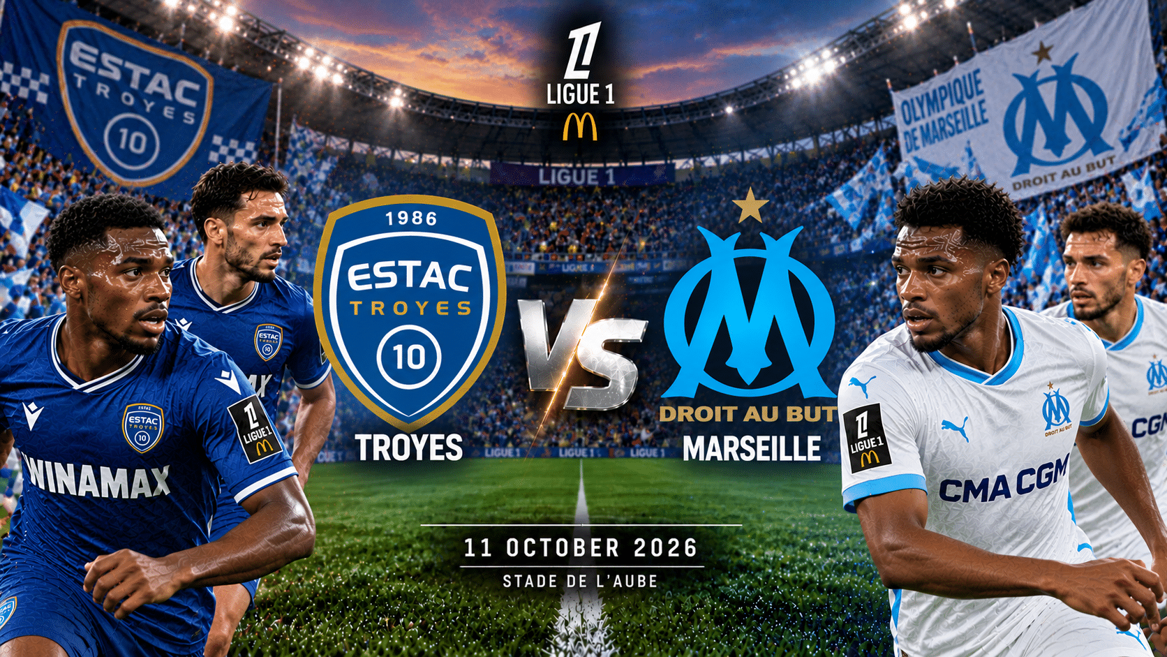 Troyes vs Marselha – Ligue 1 francesa 2026/27 Troyes vs Marselha – Ligue 1 francesa 2026/27